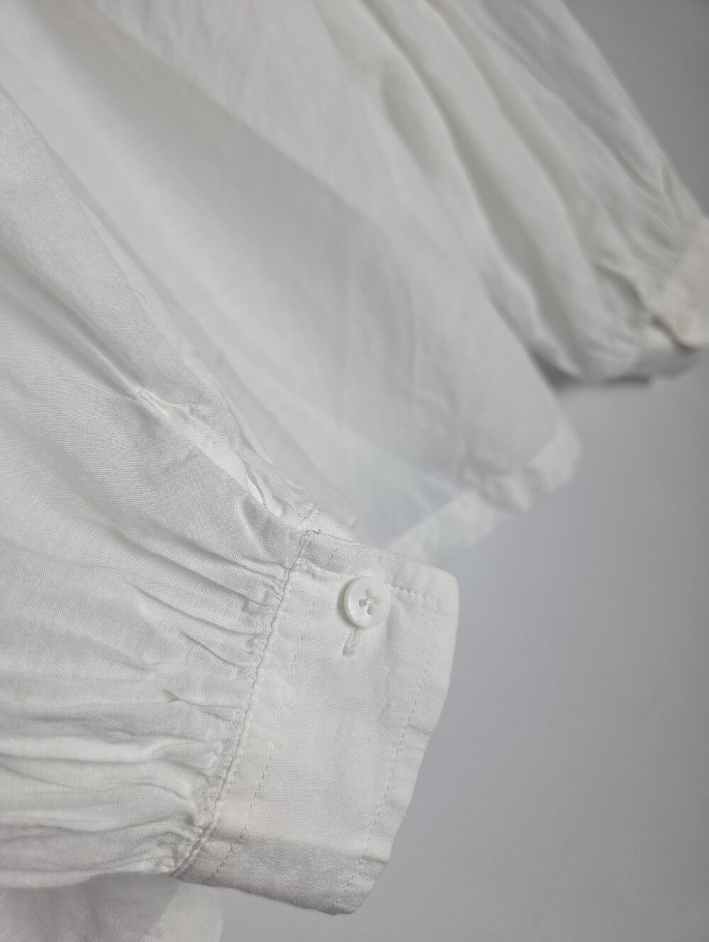 Madewell Shirred Long Sleeve Lightweight Flowy Blouse Cotton Blend wlwhite - Picture 11 of 16
